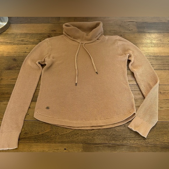 LAUREN RALPH LAUREN Elegant Tan Turtleneck Waffle knit Long Sleeve Top Preppy - Picture 2 of 9